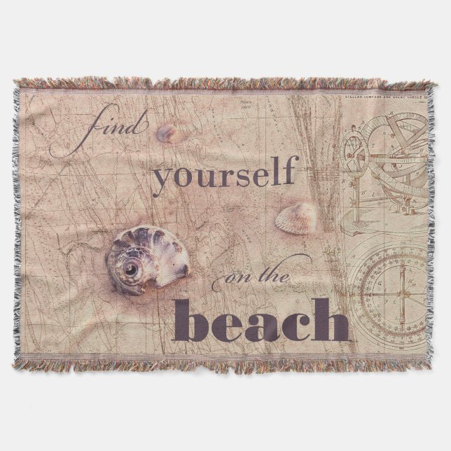 Find yourself on the Beach Throw Blanket (Front)