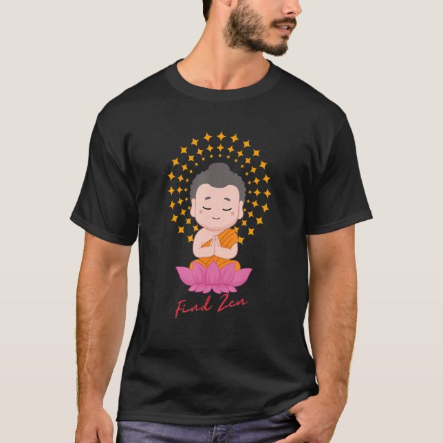 Find Zen Little Baby Buddha Lotus Happy T-Shirt (Front)