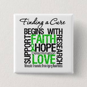 Finding a Cure Begins With Hope TBI 15 Cm Square Badge