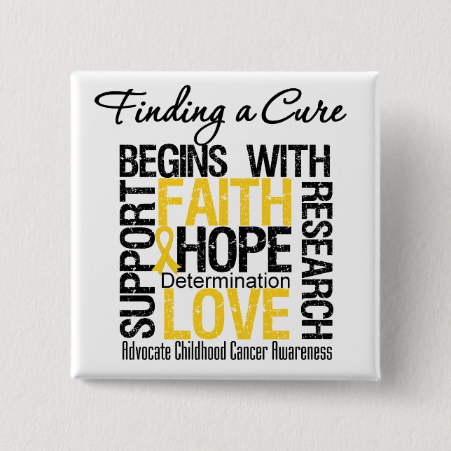 Finding a Cure For Childhood Cancer 15 Cm Square Badge (Front)