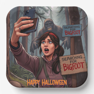 Finding Bigfoot Sasquatch Selfie Paper Plate