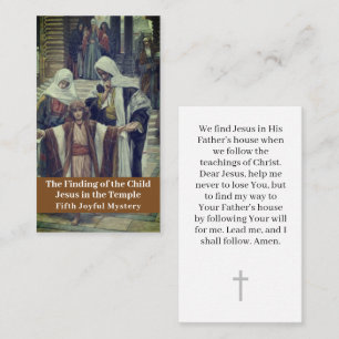 Finding of the Child Jesus Prayer Card