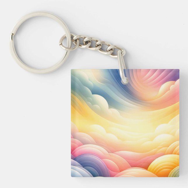 Finding Peace in the Puffy Dreamy Coluds Key Ring (Front)