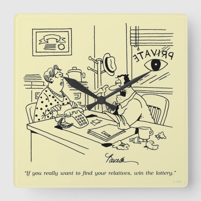 Finding Relatives Square Wall Clock (Front)