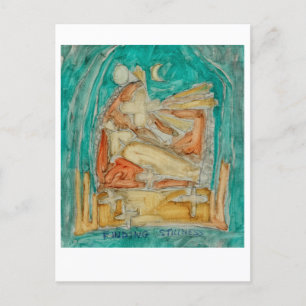 Finding Stillness. Buddhist meditation. Postcard