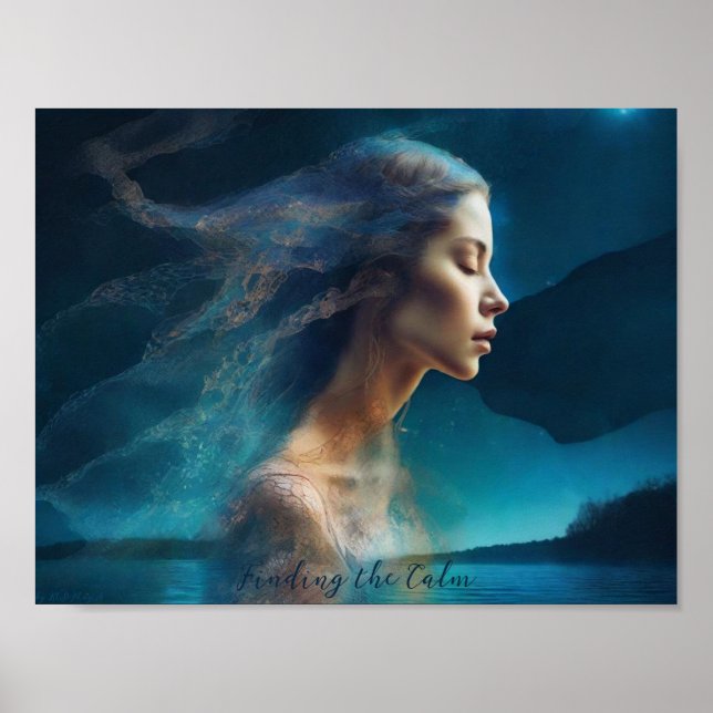 Finding the Calm AI Fantasy Digital Art Print (Front)