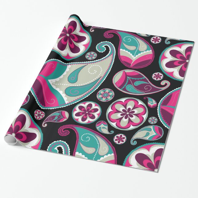 Fine Abstract Cool Cute Girly Retro Fashion Wrapping Paper (Unrolled)