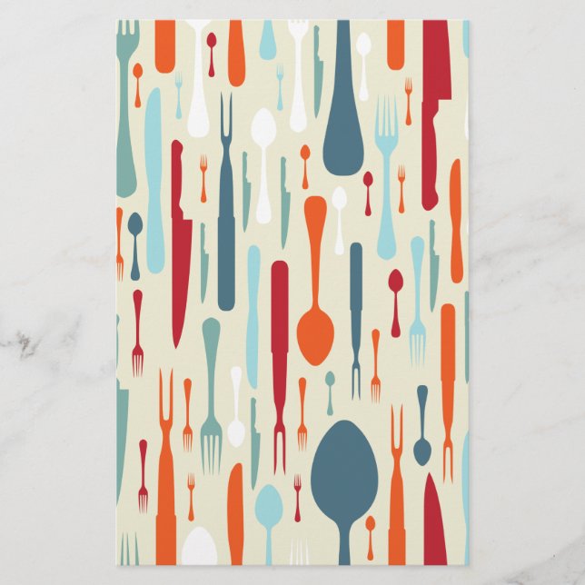 Fine Abstract Kitchen Knives Forks Spoons (Front)