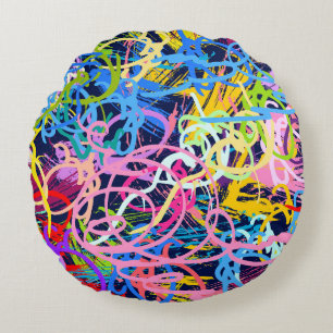 Fine Art background. Seamless pattern with grunge Round Cushion