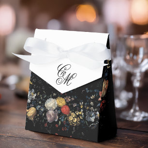Fine Art Black Floral Calligraphy Favour Box