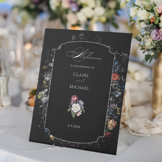 Fine Art Black Floral Calligraphy Pedestal Sign (Creator Uploaded)