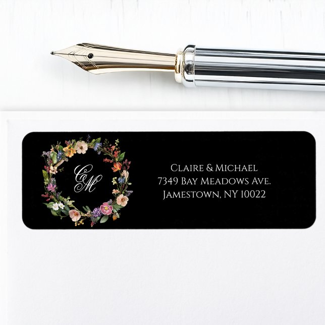 Fine Art Black Floral Monogram Wreath (Creator Uploaded)
