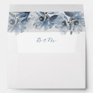 Fine Art Blue Flowers Wedding Envelope