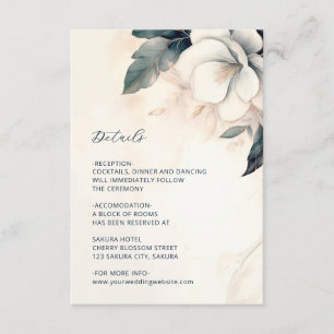 Fine Art Blue Ivory Floral Wedding Enclosure Card