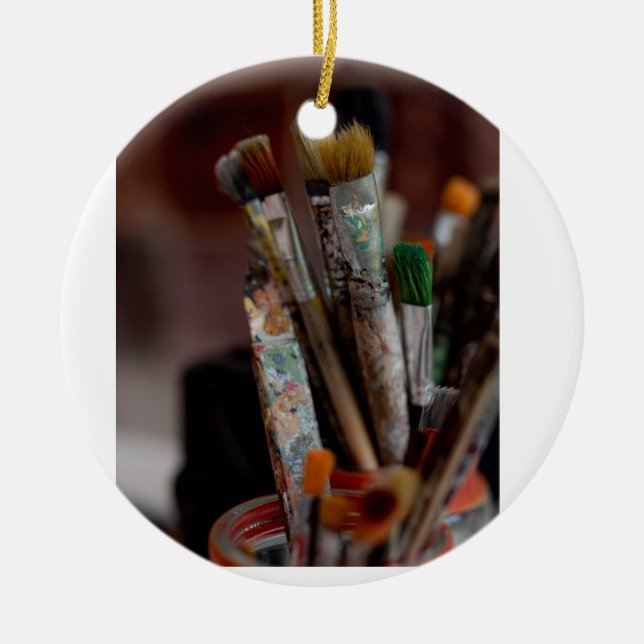 Fine art brushes  ceramic tree decoration (Front)