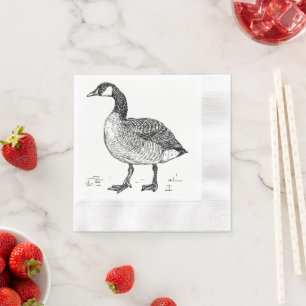 Fine Art Canadian Goose Nature Drawing Napkin