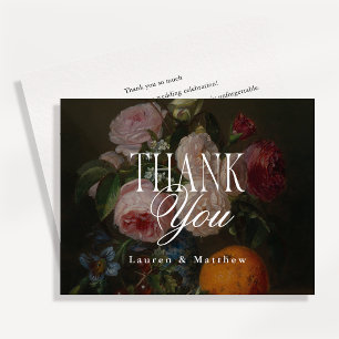 Fine Art Dark Floral Wedding Thank You Card