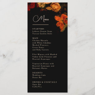 Fine Art Dark Moody Wedding Menu