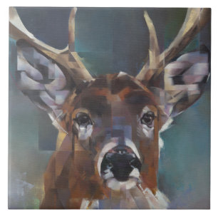 Fine Art Deer Painting, Ceramic Tile