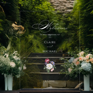 Fine Art Floral Calligraphy Welcome Acrylic Sign