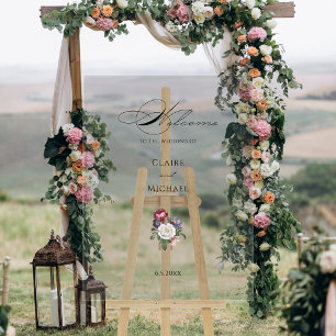 Fine Art Floral Calligraphy Welcome Acrylic Sign