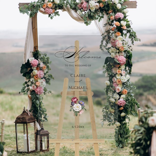 Fine Art Floral Calligraphy Welcome Acrylic Sign (Creator Uploaded)