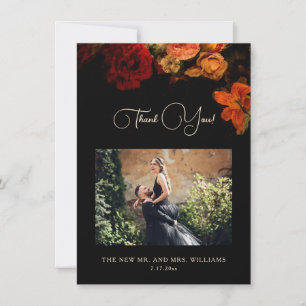 Fine Art Floral Dark Romantic Wedding Thank You Card