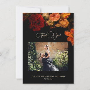 Fine Art Floral Dark Romantic Wedding  Thank You Card