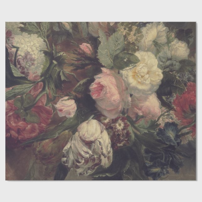 Fine Art Floral Decoupage Poster Wrapping Paper (Flat)
