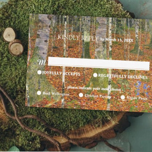 Fine Art Gustav Klimt Forest Nature Meal Options  RSVP Card
