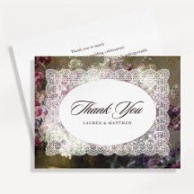 Fine Art Inspired Vintage Lace Wedding Thank You C