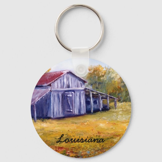 Fine Art Louisiana Barn from Oil  Painting Key Ring (Front)