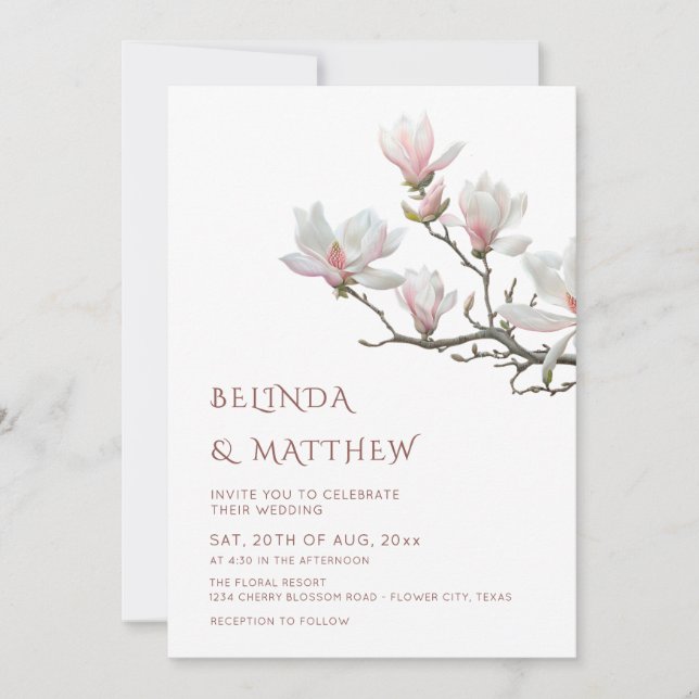 Fine Art Magnolia Casual Wedding Invitation (Front)