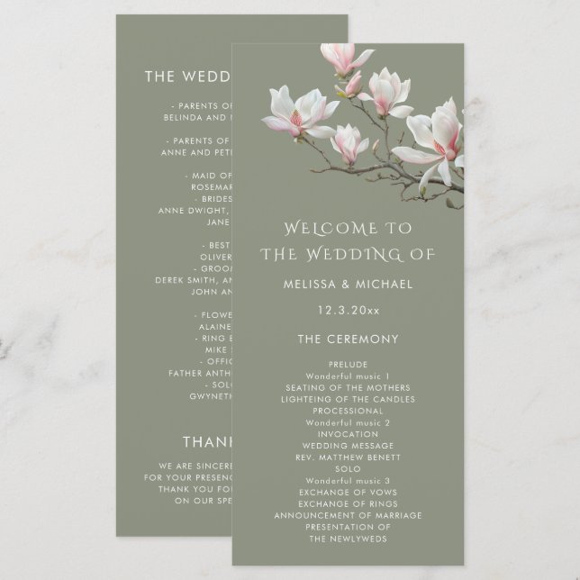 Fine Art Magnolia Sage Green Programme (Front/Back)