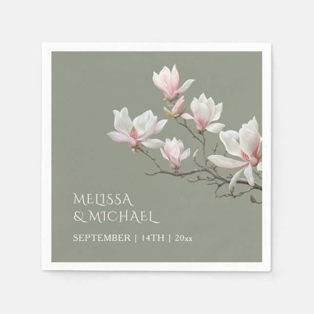 Fine Art Magnolia Wedding  Napkin (Front)