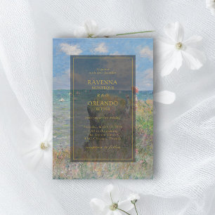 Fine Art Monet Cliff Walk at Pourville Wedding Invitation
