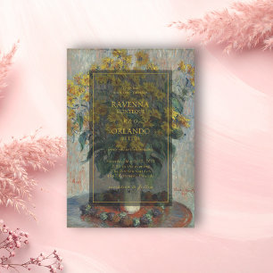Fine Art Monet Jerusalem Artichoke Flowers Wedding Invitation