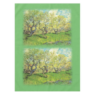 Fine art Orchard in Blossom green table cloth