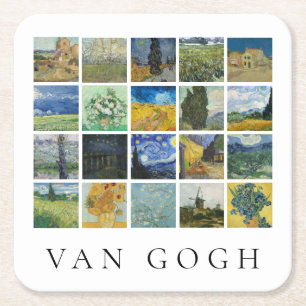 Fine Art Painting Collage Vincent Van Gogh Square Paper Coaster
