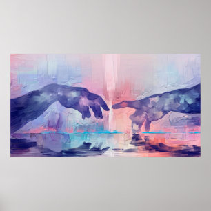 Fine art painting, surrealistic hand painted hands poster