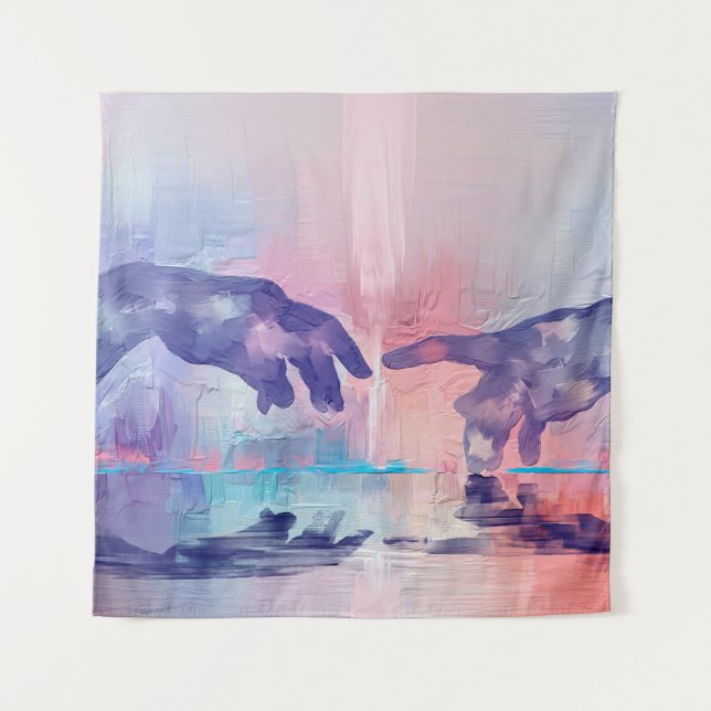 Fine art painting, surrealistic hand painted hands tapestry (Front)