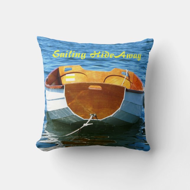 Fine Art Photo Wood Boat Throw Pillow (Front)
