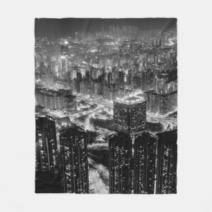 Fine art photography of Hong Kong city in contrast Fleece Blanket