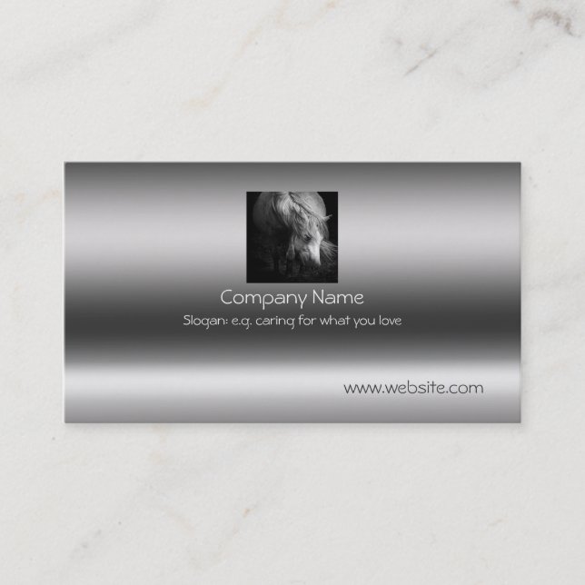 Fine Art Pony Head and Mane on metallic-effect Business Card (Front)