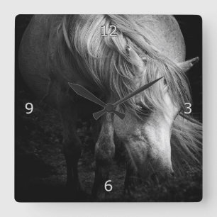 Fine Art Pony Head and Mane Square Wall Clock