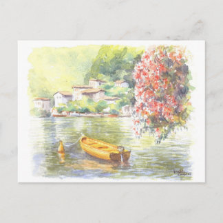 Fine Art Postcard- Italian Lake, watercolour Postcard