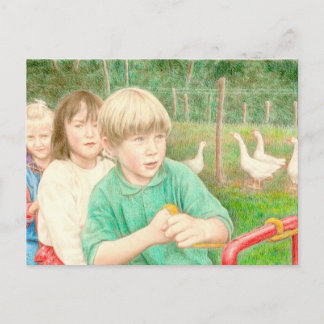 Fine Art Postcard- Playtime, colour pencil Postcard