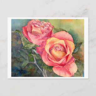 Fine Art Postcard- "Red Roses", watercolour Postcard