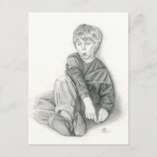 Fine Art Postcard- Whistling, graphite pencil Postcard