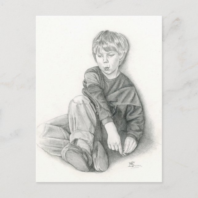 Fine Art Postcard- Whistling, graphite pencil Postcard (Front)
